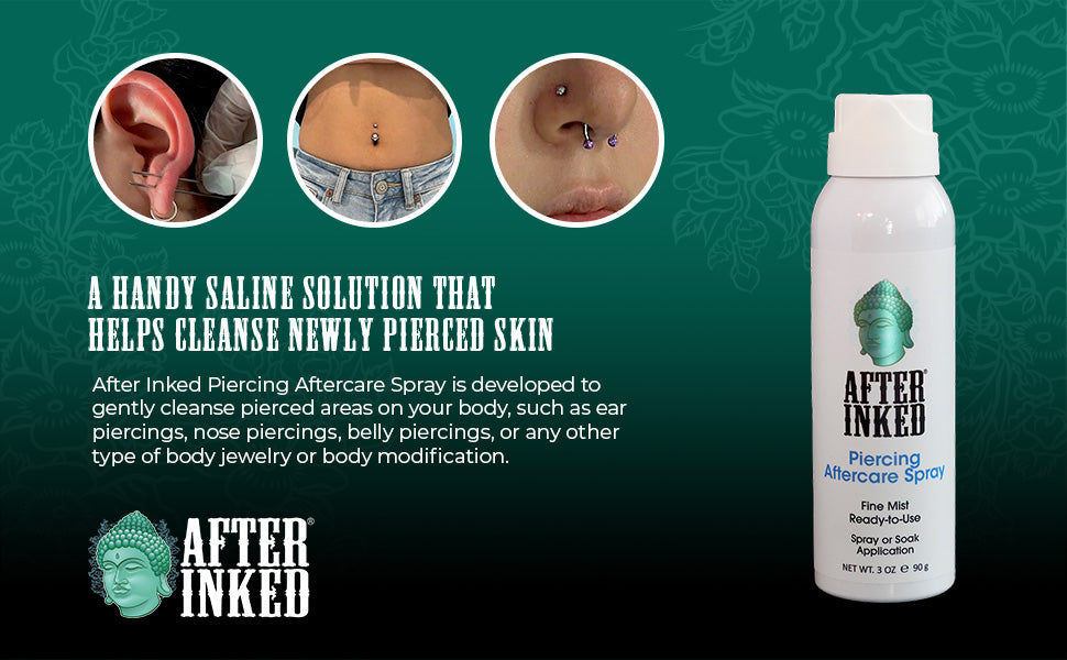 A handy saline solution that helps cleanse newly pierced skin.