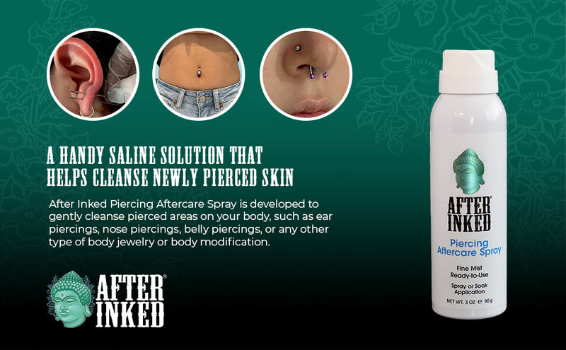 A handy saline solution that helps cleanse newly pierced skin.