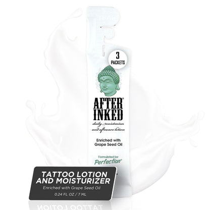 Three After Inked Tattoo Aftercare Lotion 7ml travel packets