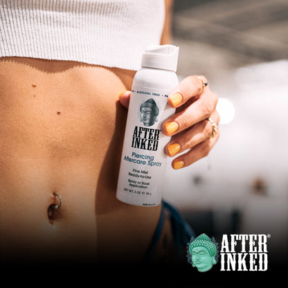 Optimal piercing aftercare saline solution. Ready-to-use spray. Vegan, Alcohol-free, fragrance-free.