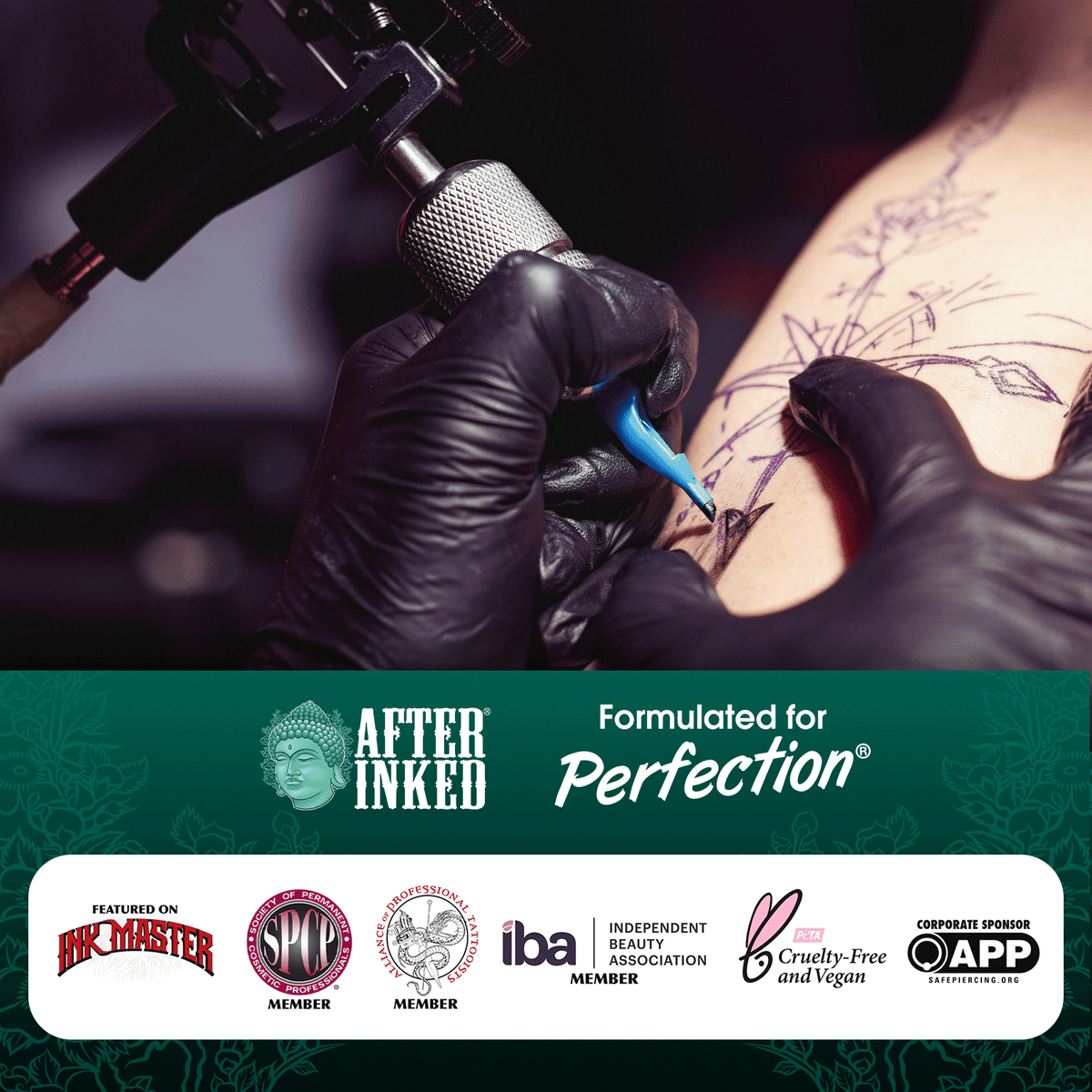 Tattoo aftercare. Daily moisture. Make After Inked a part of your daily skin care routine. Tattoo session.