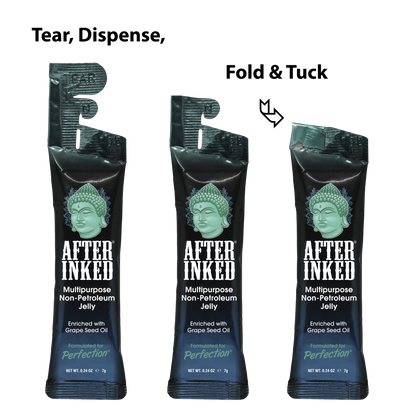 Multipurpose Non-petroleum jelly, enriched with grape seed oil, 7g reclosable packet. Tear, dispense, fold and tuck.