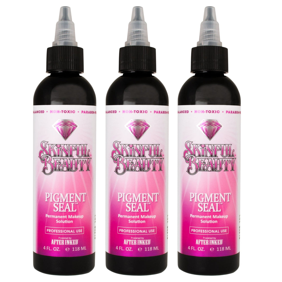 Pack of 3 bottles, Pigment Seal permanent makeup solution for professional use, 4oz bottle